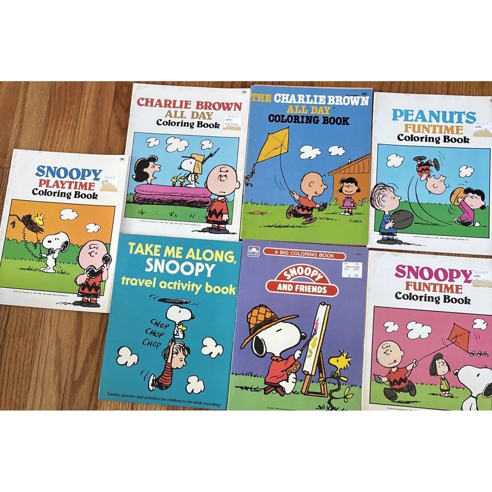 Lot Of 7 Vintage 1970s Peanuts Snoopy Coloring Books 99% Unused
